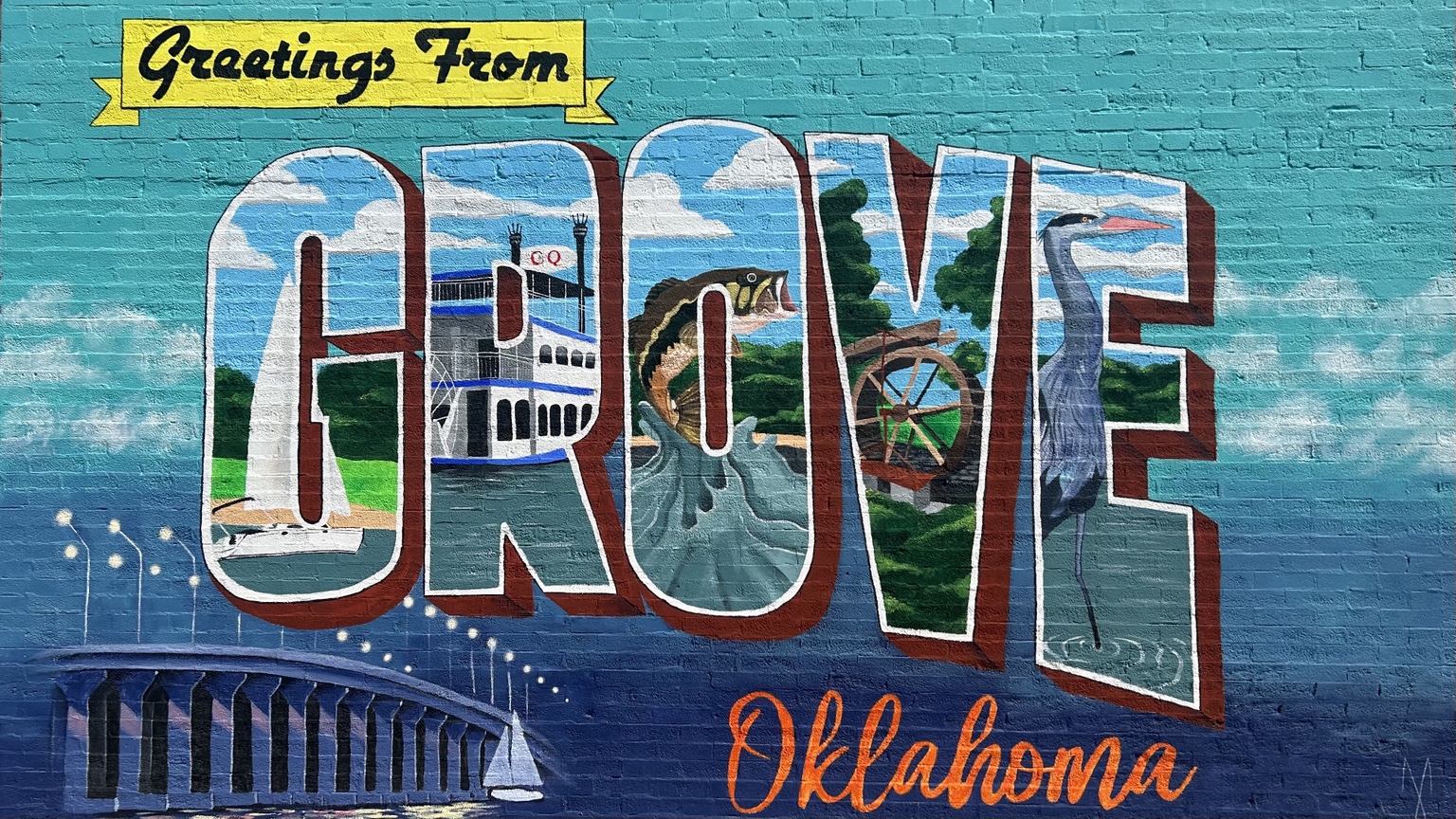 Greetings from Grove, Oklahoma mural